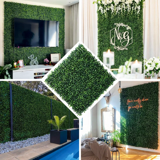Alt view image 7 of 7 - Grass Wall Panel 24 Pack 20"x20" Artificial Boxwood Hedge Plant Wall, Greenery Walls, Artificial Grass Backdrop, Privacy Hedge Screen Faux Boxwood for Outdoor,Indoor,Garden,Fence,Backyard