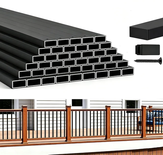 Main image of 50 Pack 32.25" Deck BalustersStainless Steel Deck Railing Kit | Rustproof Side Mount Spindles Railings with End Caps & ScrewsModern Porch Balusters for Patio, Balcony&Outdoor Staircases