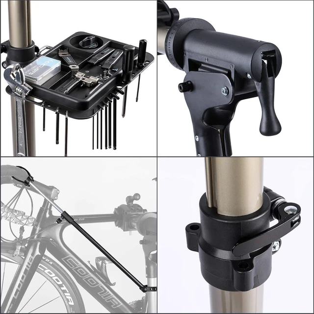Alt view image 4 of 6 - Bike Repair Stand -Shop Home Bicycle Mechanic Maintenance Rack | Bike Workstands for Mountain Bike and Road Bike (rs100) (A: Champagne)