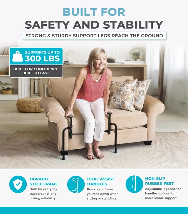 Alt view image 4 of 7 - EZ Stand-N-Go, Chair Lift Assist for Elderly, Grab Bar Standing Aid for Seniors, Daily Living Mobility Aid
