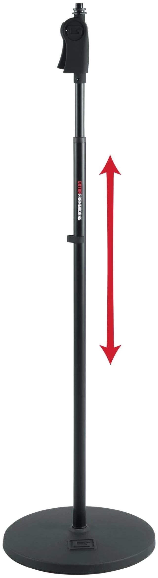 Main image of Frameworks Microphone Stand with 12" Weighted Base and Deluxe Soft Grip Squeeze Height Adjustment, (GFW-MIC-1201)
