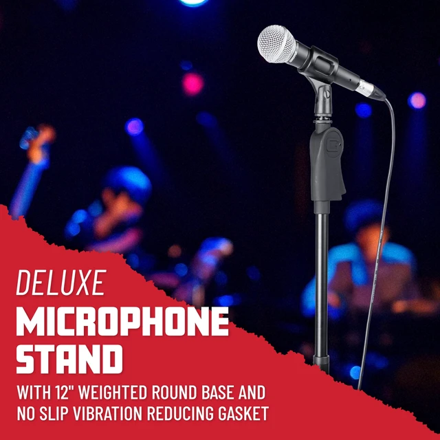 Alt view image 2 of 6 - Frameworks Microphone Stand with 12" Weighted Base and Deluxe Soft Grip Squeeze Height Adjustment, (GFW-MIC-1201)