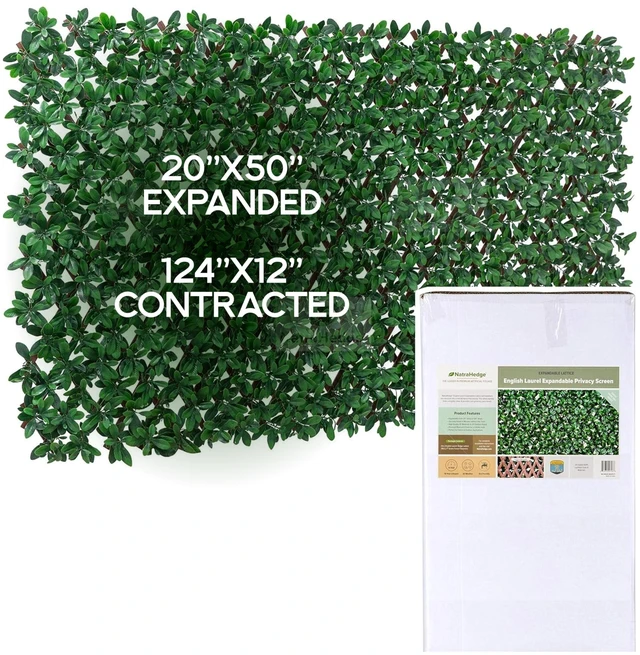 Main image of 20''X50'' Artificial Privacy Grass Wall Decor, Laurel Leaf | Faux Trellis, Expandable lattice Panels for Indoor, Outdoor, Garden And Balcony Greenery Wall Fence Screen | UV Resistant