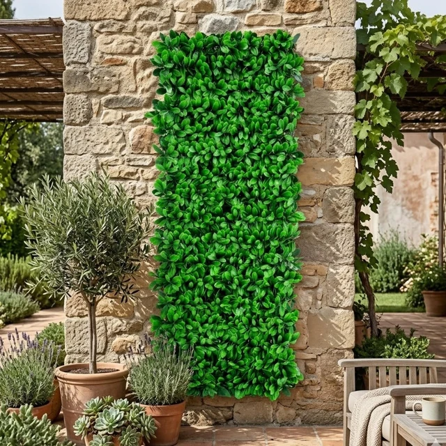 Alt view image 5 of 7 - 20''X50'' Artificial Privacy Grass Wall Decor, Laurel Leaf | Faux Trellis, Expandable lattice Panels for Indoor, Outdoor, Garden And Balcony Greenery Wall Fence Screen | UV Resistant