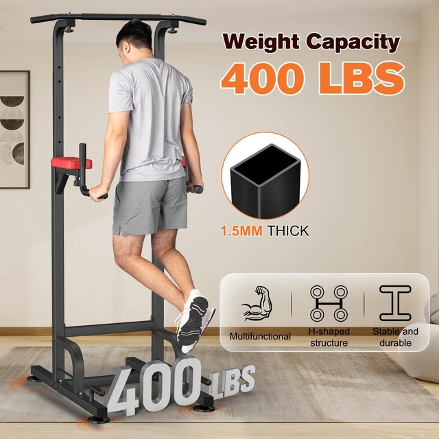 Alt view image 6 of 7 - Power Tower Pull Up Bar Station Workout Dip Station for Home Gym Strength Training Fitness Equipment
