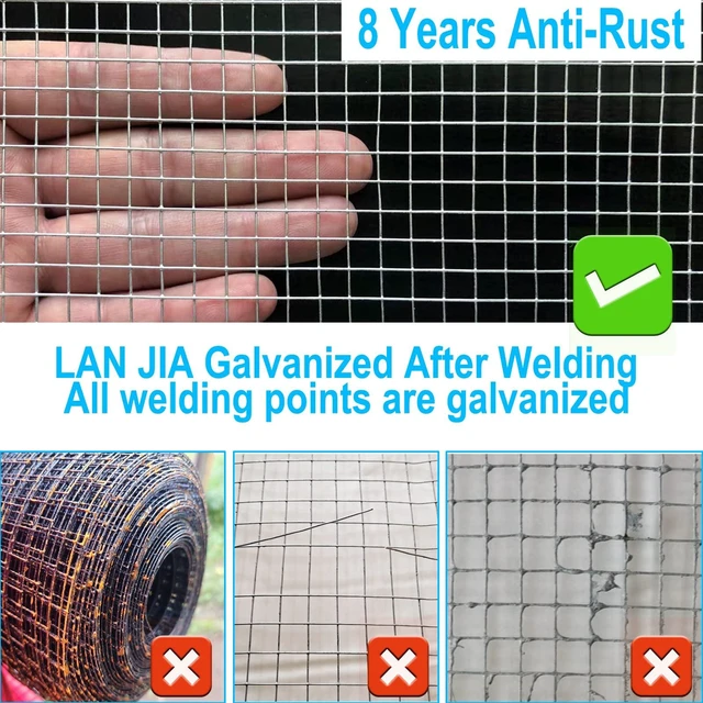Alt view image 3 of 7 - 1/4in Galvanized Hardware Cloth 48" x100' 23 Gauge | welded mesh with uniform openings and strong welds for Chicken Coop, Garden Fence, Gopher Barrier and Animal Enclosure