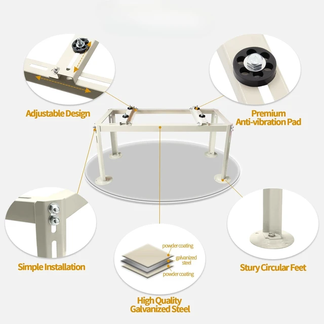 Alt view image 4 of 7 - Mini Split Ground Stand for 9000-24000 BTU Ductless Air Conditioners Heat Pumps, Heavy Duty Adjustable Mini Split Stand, Condenser Stand, Max Load: 440LBS