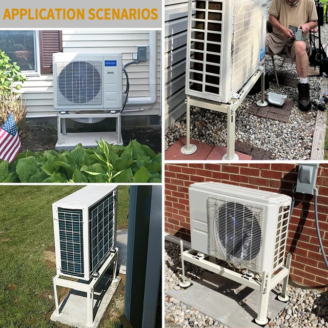 Alt view image 7 of 7 - Mini Split Ground Stand for 9000-24000 BTU Ductless Air Conditioners Heat Pumps, Heavy Duty Adjustable Mini Split Stand, Condenser Stand, Max Load: 440LBS