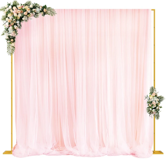Main image of 10x10ft Backdrop Stand Heavy Duty Gold Adjustable Pipe and Drape | Heavy Duty Backdrop Stand with Base Metal Square Arch Frame for Parties Wedding Birthday Photography Background Decorations