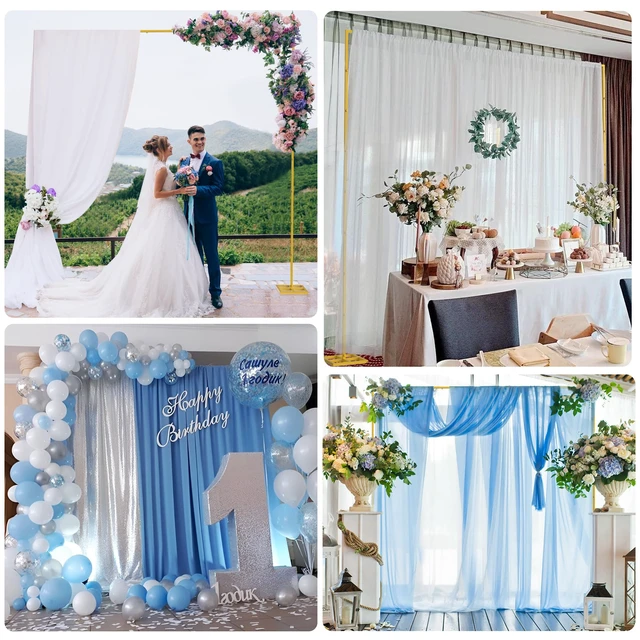 Alt view image 6 of 6 - 10x10ft Backdrop Stand Heavy Duty Gold Adjustable Pipe and Drape | Heavy Duty Backdrop Stand with Base Metal Square Arch Frame for Parties Wedding Birthday Photography Background Decorations