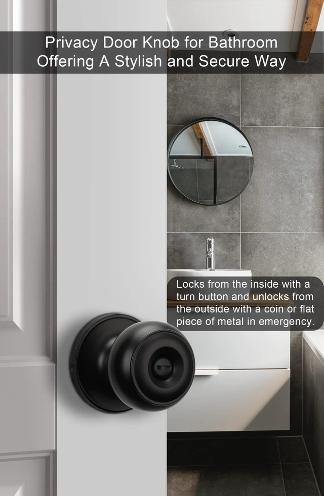 Alt view image 2 of 7 - Black Door Knobs Interior, Matte Black Privacy Door Knob 10 Pack | Keyless Door Knob for Bedroom Bathroom,Fits 1-3/8"-1-3/4" Doors,Thumb Turn Locking,Adjustable Backsets,Premium Construction