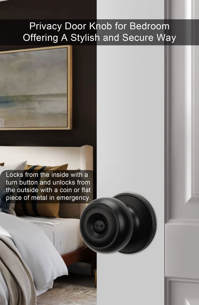 Alt view image 3 of 7 - Black Door Knobs Interior, Matte Black Privacy Door Knob 10 Pack | Keyless Door Knob for Bedroom Bathroom,Fits 1-3/8"-1-3/4" Doors,Thumb Turn Locking,Adjustable Backsets,Premium Construction