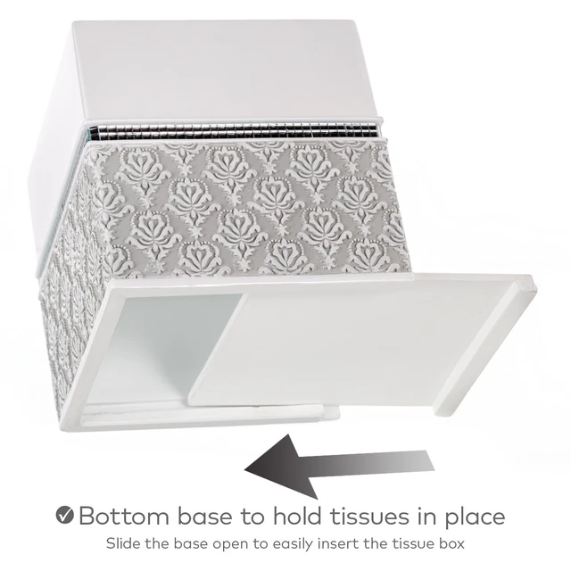 Alt view image 3 of 7 - Mirror Damask 6 Piece Resin Bathroom Accessories Set | Includes Trash can, Tissue Box Cover, Soap Dispenser, Toothbrush Holder, Tumbler Cup & Soap Dish