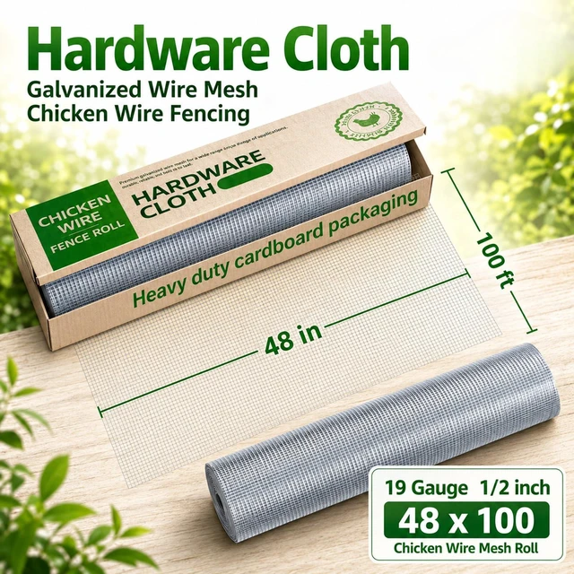 Alt view image 2 of 7 - Hardware Cloth 1/2 inch Chicken Wire Fencing 48 x 100 Ft 19-Gauge | Hot-dip Galvanized After Welding Chicken Wire Mesh Roll Rat Wire Gopher Mesh Garden Fencing