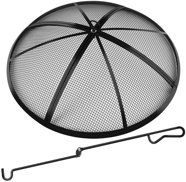 Main image of Fire Pit Spark Screen, Fire Pit Screen 40 Inch Round with Handle & Poker | Stainless steel, Prevents Sparks, High Temperature Resistant, Fire Pit Cover Lid for Outdoor/Patio/Backyard/RV Camping/Beach