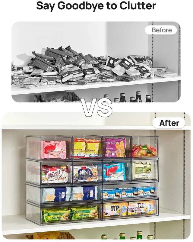 Alt view image 4 of 7 - Stackable Storage Drawers Set of 6, Plastic Organizer Bins | Multi-Purpose Boxes for Bathroom Accessories Storage, Ideal for Cabinet,Shelf, Pantry, Laundry Room Organization