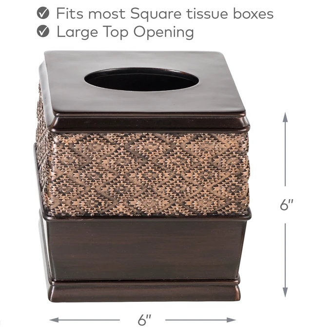 Alt view image 4 of 7 - Dublin Brown 6 Piece Resin Bathroom Accessories Set | Includes Toilet Brush and Holder, Tissue Box Cover, Soap Dispenser, Toothbrush Holder, Tumbler Cup & Soap Dish