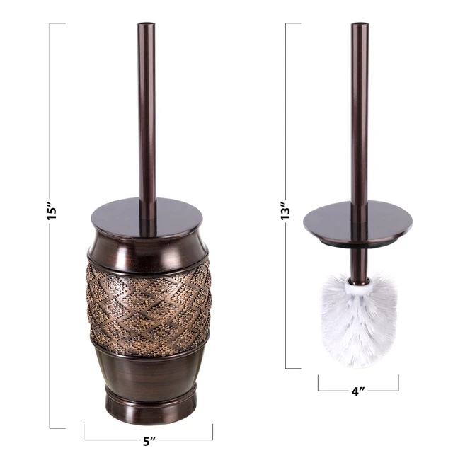 Alt view image 3 of 7 - Dublin Brown 6 Piece Resin Bathroom Accessories Set | Includes Toilet Brush and Holder, Tissue Box Cover, Soap Dispenser, Toothbrush Holder, Tumbler Cup & Soap Dish