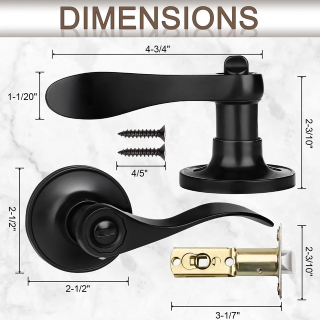 Alt view image 5 of 7 - 10 Pack Matte Black Door Handles Privacy Door Levers, Heavy Duty Bed and Bath Door Locks Interior Door Knobs, Reversible Keyless Wave Lever Door Handles