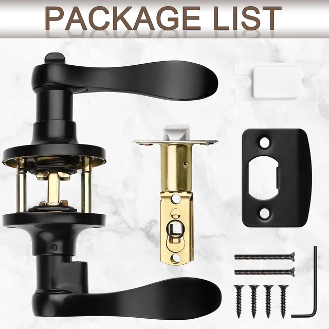 Alt view image 7 of 7 - 10 Pack Matte Black Door Handles Privacy Door Levers, Heavy Duty Bed and Bath Door Locks Interior Door Knobs, Reversible Keyless Wave Lever Door Handles