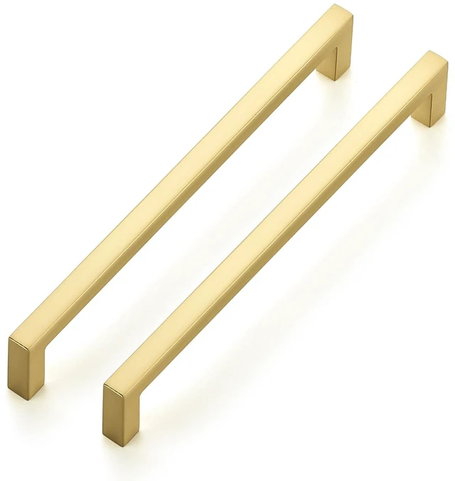 Main image of Brushed Gold Cabinet Handles Solid Cabinet Pulls 6-1/4 Inch 30 Pack | Zinc Alloy, Slim Square Bar Grip, Smooth Drawer Pull Feel, Kitchen Cabinet Update, For Cupboards, Dressers, Drawers, Hardware