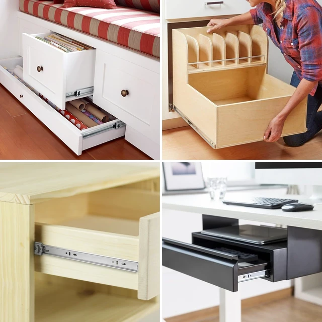 Alt view image 7 of 7 - 10 Pairs Soft Close Drawer Slides 22 Inch Heavy Duty Side Mount Rail | 100lb Load Cold Rolled Steel; 3-Section Full Extension; Quiet Smooth Ball Bearing Track; Quick Release Easy Setup Replacement
