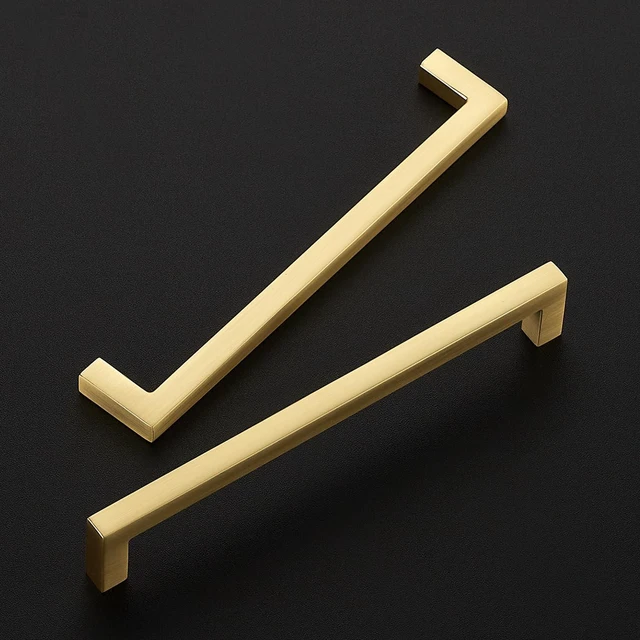 Alt view image 2 of 7 - Brushed Gold Cabinet Handles Solid Cabinet Pulls 6-1/4 Inch 30 Pack | Zinc Alloy, Slim Square Bar Grip, Smooth Drawer Pull Feel, Kitchen Cabinet Update, For Cupboards, Dressers, Drawers, Hardware