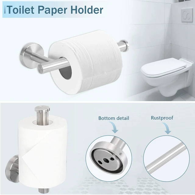 Alt view image 4 of 7 - 10 Piece Brushed Nickel Bathroom Hardware Set, 24" 16" Towel Bar Set | 24 & 16 inch Towel bar, Toilet Paper Holder, Towel Ring, Towel Hook, Bathroom Accessories Set Stainless Steel Wall Mounted