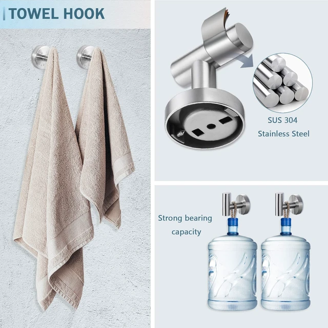 Alt view image 5 of 7 - 10 Piece Brushed Nickel Bathroom Hardware Set, 24" 16" Towel Bar Set | 24 & 16 inch Towel bar, Toilet Paper Holder, Towel Ring, Towel Hook, Bathroom Accessories Set Stainless Steel Wall Mounted
