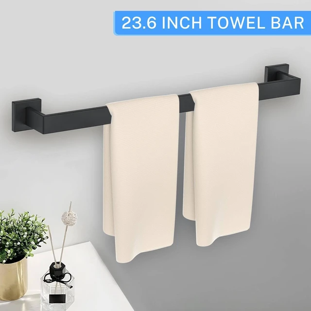 Alt view image 2 of 7 - 10-Piece Matte Black Bathroom Hardware Accessories Set Black Towel Bar Set Towel Holder Set Stainless Steel Wall-Mounted Towel Rack Set for Bathroom,23.6 Inch Towel Rails