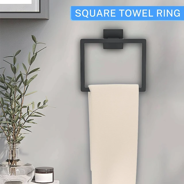 Alt view image 3 of 7 - 10-Piece Matte Black Bathroom Hardware Accessories Set Black Towel Bar Set Towel Holder Set Stainless Steel Wall-Mounted Towel Rack Set for Bathroom,23.6 Inch Towel Rails
