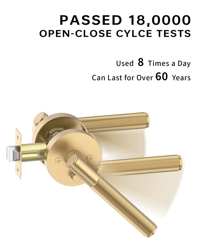Alt view image 5 of 6 - 4 Pack Champagne Bronze Privacy Interior Door Handles | Thumb-Turn Privacy Lock,Fits 1-3/8"-1-3/4" Doors,Adj. 2-3/8"-2-3/4" Latch,Heavy-duty Zinc,Easy DIY Setup