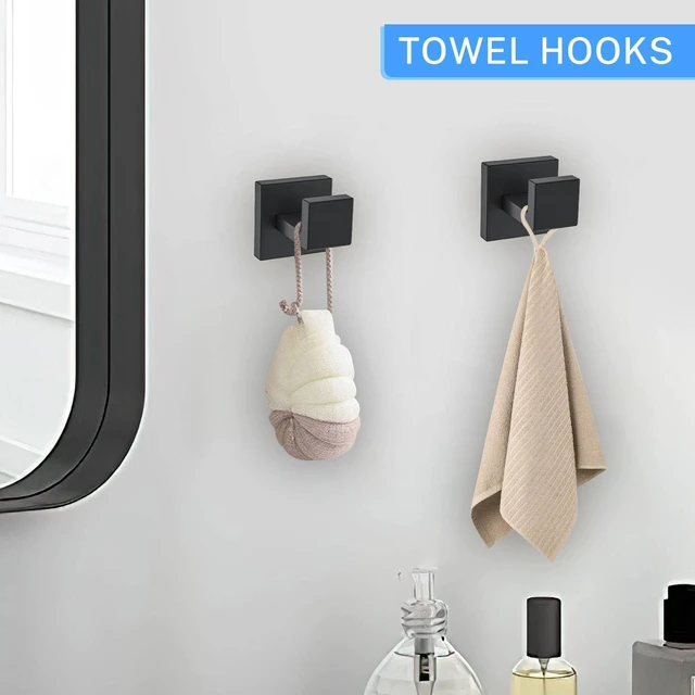 Alt view image 5 of 7 - 10-Piece Matte Black Bathroom Hardware Accessories Set Black Towel Bar Set Towel Holder Set Stainless Steel Wall-Mounted Towel Rack Set for Bathroom,23.6 Inch Towel Rails