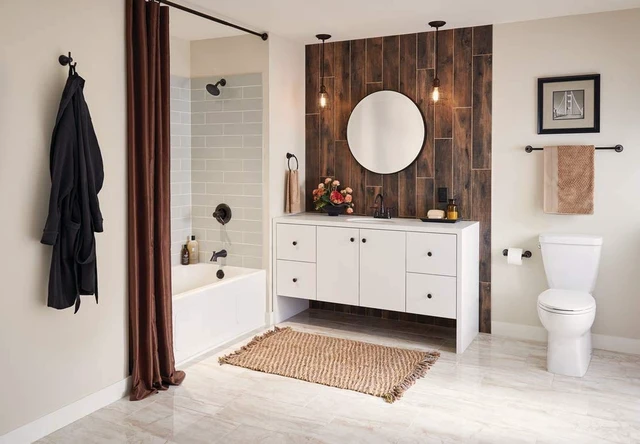 Alt view image 3 of 7 - 5-Piece Oil Rubbed Bronze Bathroom Set (2) Towel Racks, Ring, Toilet Paper Holder, Hook | Kinla Bath Accessories