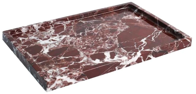 Main image of Real Luxurious Natural Marble Vanity Tray Genuine Marble Storage Tray for Home Decor Stone Tray for Bathroom/Kitchen/Vanity/Dresser,Plate Holder for Tissues, Candles, Towel