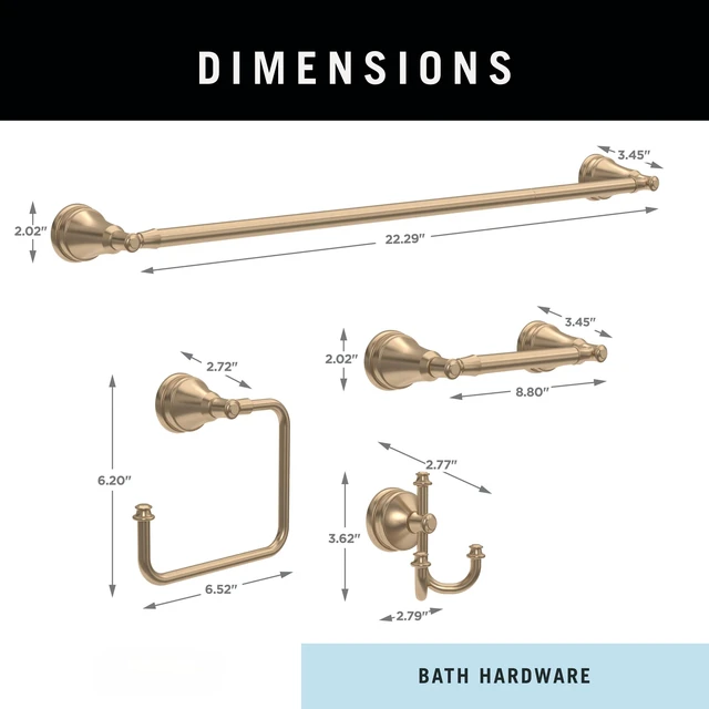 Alt view image 5 of 5 - Mylan 4-Piece Bathroom Set Champagne Bronze 18" Towel Rack, Toilet Paper Holder, Hand Towel Holder, Hook| Bathroom Accessory Set Towel Holder 4-Piece Hardware MYN64-CZ