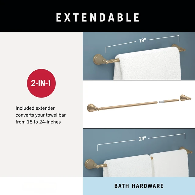 Alt view image 3 of 5 - Mylan 4-Piece Bathroom Set Champagne Bronze 18" Towel Rack, Toilet Paper Holder, Hand Towel Holder, Hook| Bathroom Accessory Set Towel Holder 4-Piece Hardware MYN64-CZ