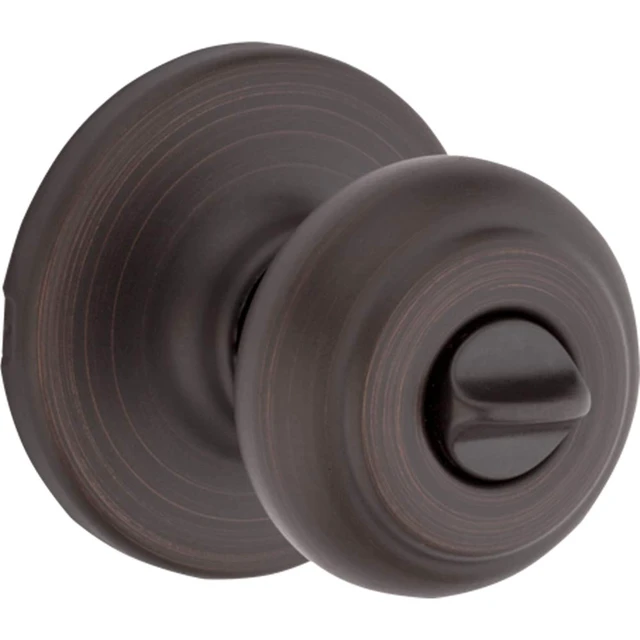 Alt view image 2 of 5 - Cove Interior Privacy Door Knob with Lock, Door Handle for Bathroom and Bedroom, Venetian Bronze Keyless Turn Lock Doorknob (Pack of 4)