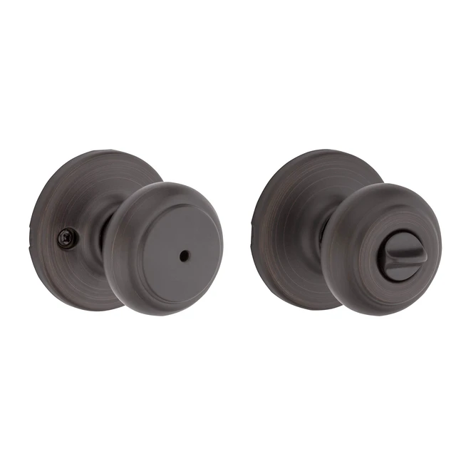 Alt view image 3 of 5 - Cove Interior Privacy Door Knob with Lock, Door Handle for Bathroom and Bedroom, Venetian Bronze Keyless Turn Lock Doorknob (Pack of 4)