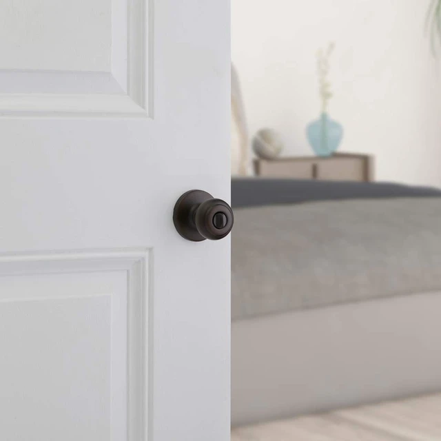 Alt view image 5 of 5 - Cove Interior Privacy Door Knob with Lock, Door Handle for Bathroom and Bedroom, Venetian Bronze Keyless Turn Lock Doorknob (Pack of 4)