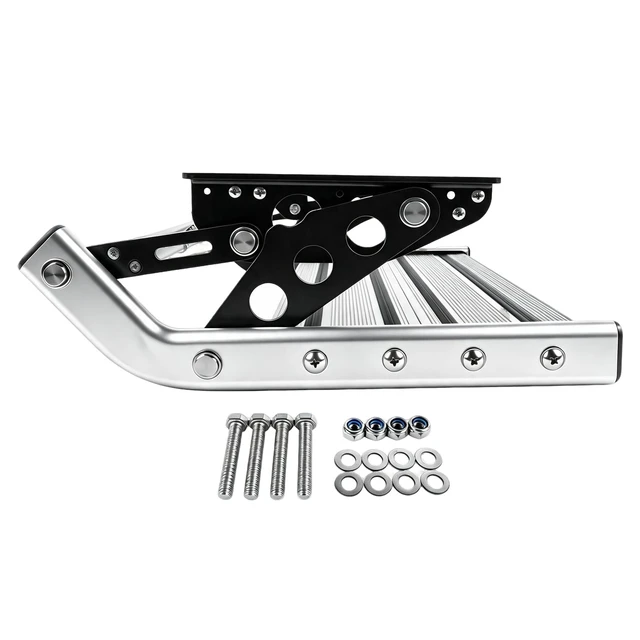 Alt view image 2 of 7 - Manual RV Step Single Folding Ladder Retractable Entry Stair, 440 lbs Load Capacity, Ideal for Trailer Camper Motorhome