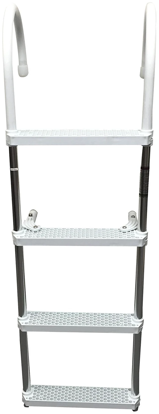 Alt view image 5 of 7 - Marine Boat Aluminum White POLYETHYLENE Swim Boarding 4 Steps Ladder Hook 46X15