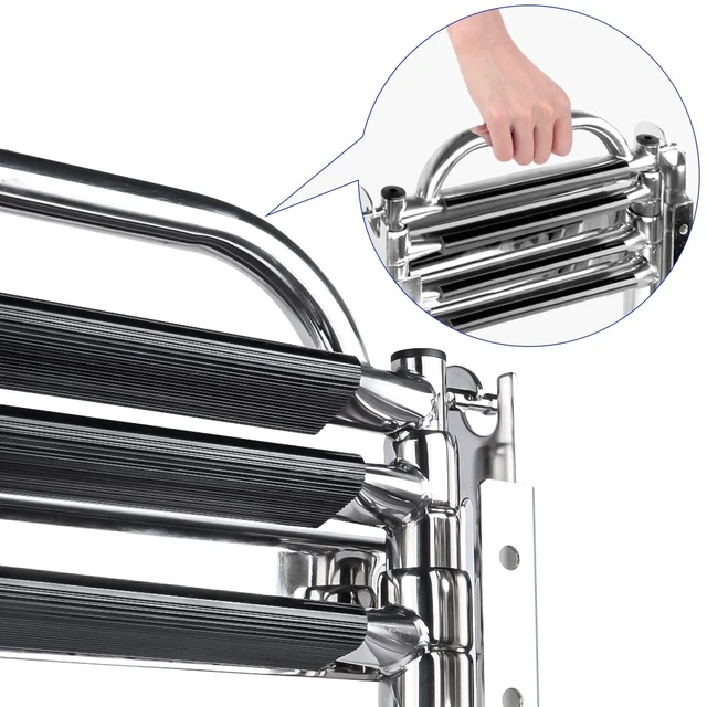 Alt view image 6 of 7 - 4 Step Boat Ladder Under Platform Slide Mount Boat Boarding Ladder, Telescoping Ladder with a Carry Handle and Mounting Screws, Press-Type Spring Latch (4 Steps)
