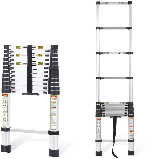 Main image of Telescopic Ladder, 12.5 ft Aluminum Telescoping Ladder with Non-Slip Feet, Portable Extension Ladder for Household and Outdoor Working,330 lb Capacity