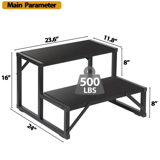 Alt view image 2 of 7 - Hot Tub Step 500LBS Capacity Spa Side Step 2-Step Stairs Edge Spa Step 24 Outdoor RV Step Ladder Support Step Stool Pool Ladder Heavy Duty Steel Pedal
