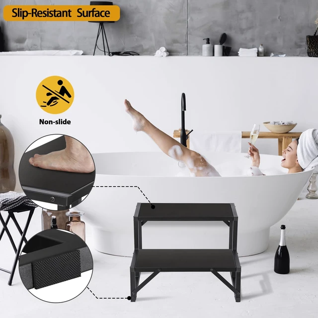 Alt view image 4 of 7 - Hot Tub Step 500LBS Capacity Spa Side Step 2-Step Stairs Edge Spa Step 24 Outdoor RV Step Ladder Support Step Stool Pool Ladder Heavy Duty Steel Pedal