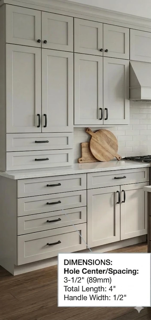 Alt view image 3 of 6 - 25 Pack 4390FB Flat Black Modern Pull 3-1/2 Inch Hole Centers | Modern Design | 89mm Hole Centers | 4 Inch Overall | Kitchen, Bathroom & Dresser Hardware