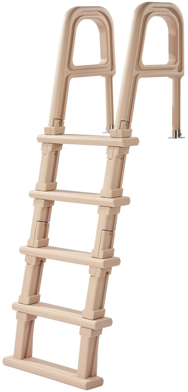 Main image of Swimming Pool Ladder, Inclined 5-Step Double Handrails Stair, Non-Slip Wide Step, 300 lbs Load Capacity, for 48-54 in Inground & Above-Ground Pools, Any Deck Surface, Indoor & Outdoor, Taupe