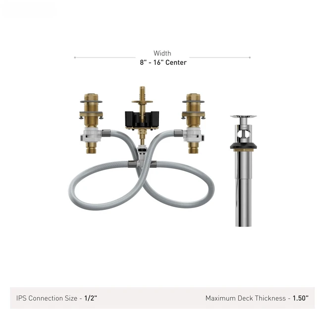Alt view image 3 of 4 - 9000 M-Pact Widespread Bathroom Faucet Rough-in Valve | with Drain