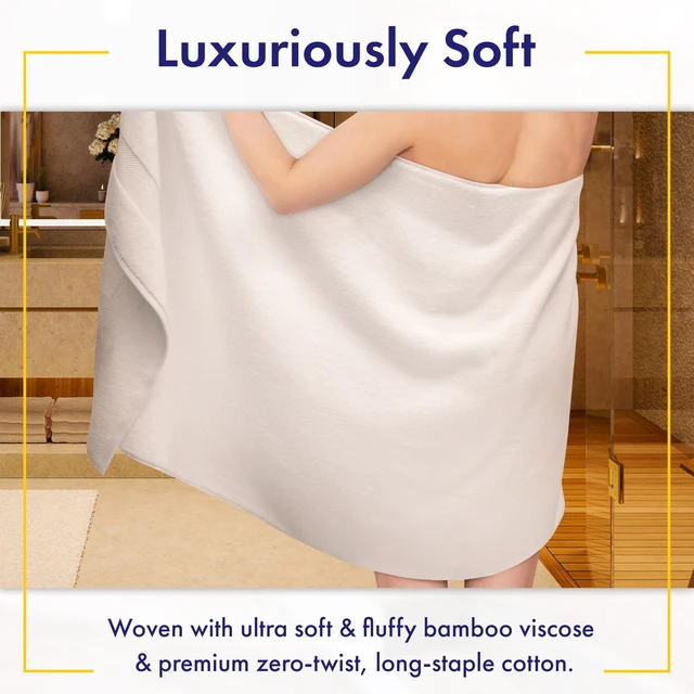 Alt view image 2 of 6 - Luxury Viscose from Bamboo Bath Towels, Ultra Soft Set of 6, White | 700 GSM Plush, Absorbent & Quick Dry | Hanging Loops | OEKO-TEX Standard 100 | Veteran Owned | 6pc Towel Set for Bathroom